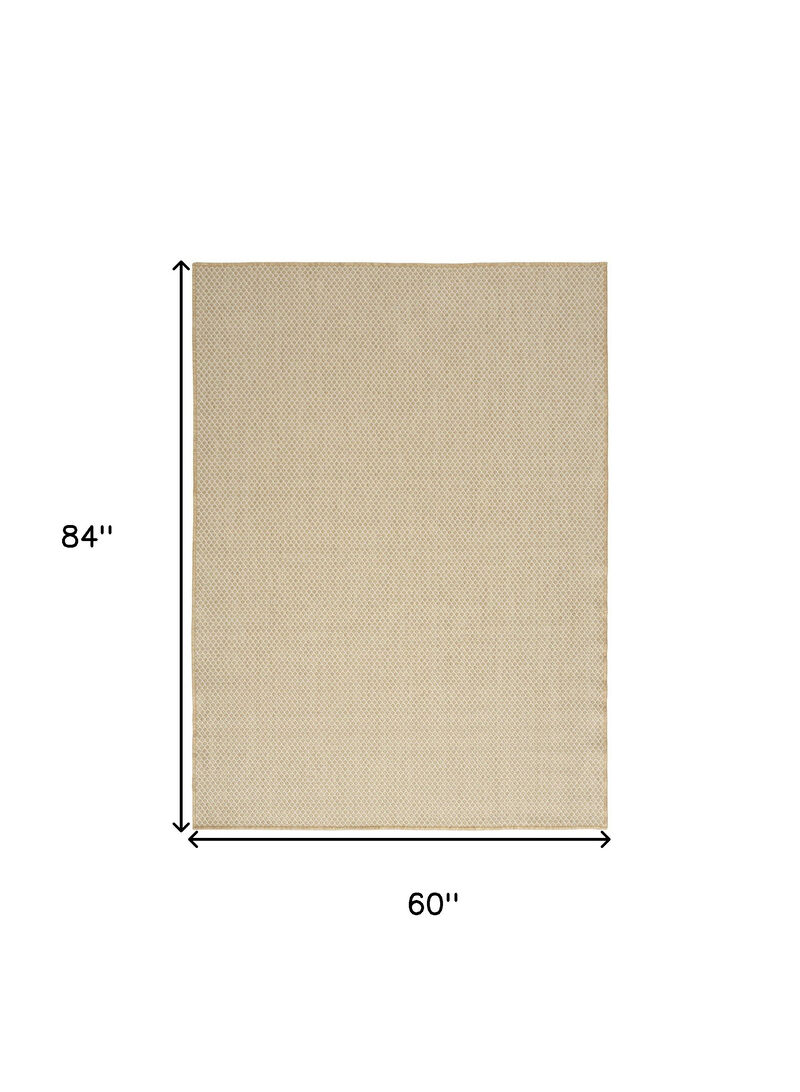 HomeRoots 5' X 7' Natural And Ivory Geometric Indoor Outdoor Area Rug image number 5