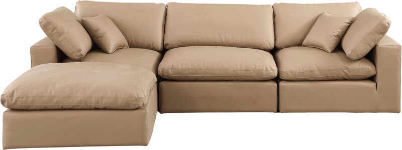 Meridian Furniture Comfy Tan Vegan Leather Modular Sectional
