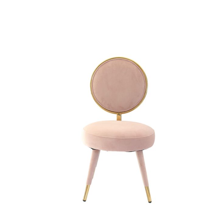 Cid 21 Inch Modern Glam Accent Chair, Round Backrest, Set of 2, Pink Velvet-Benzara