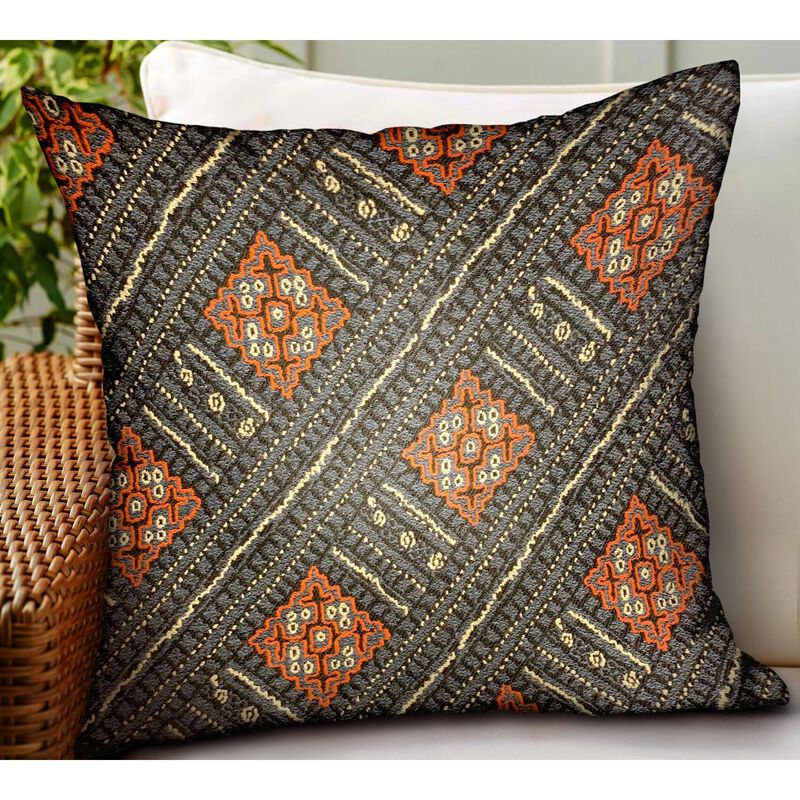 Plutus Brands Cobalt Lattice Blue Geometric Luxury Outdoor/Indoor Throw Pillow image number 1