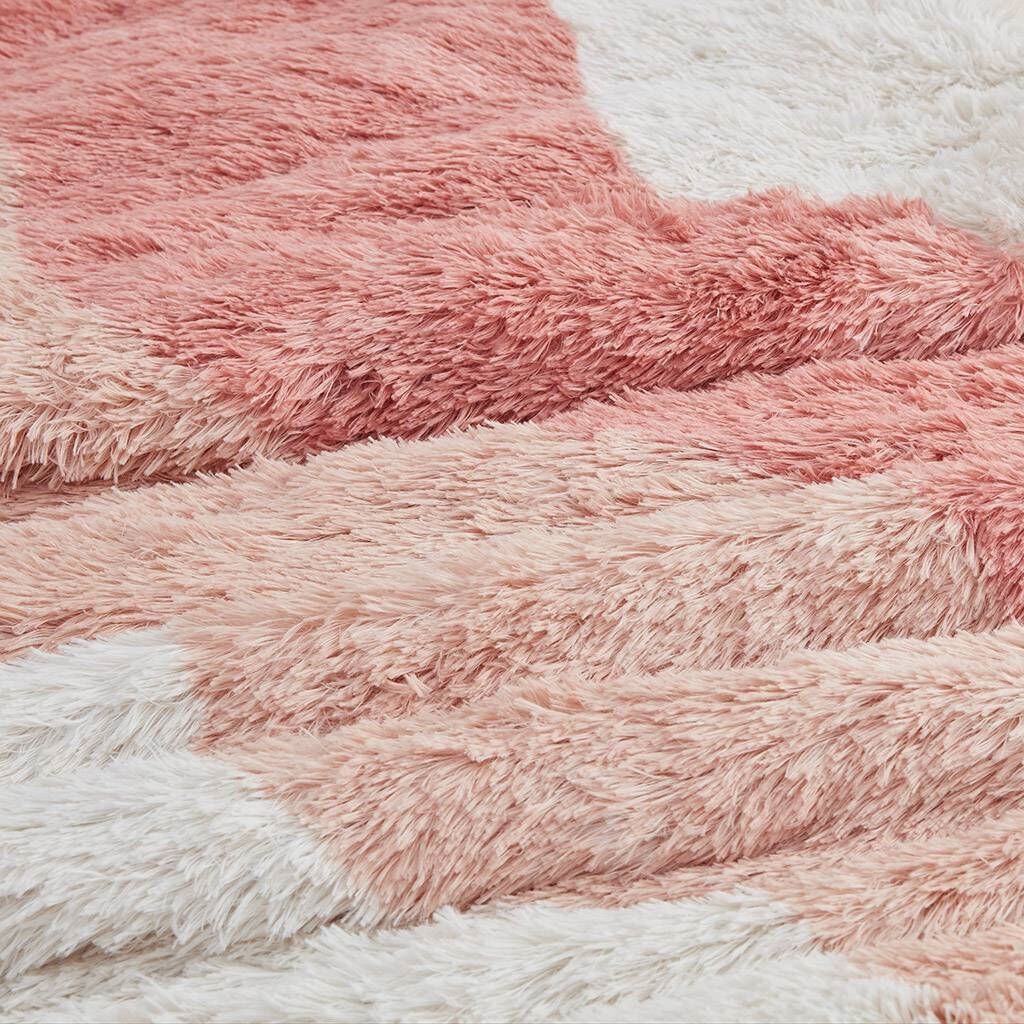 Hivvago Twin/Twin XL Pink Blush White Reversible Soft Sherpa Faux