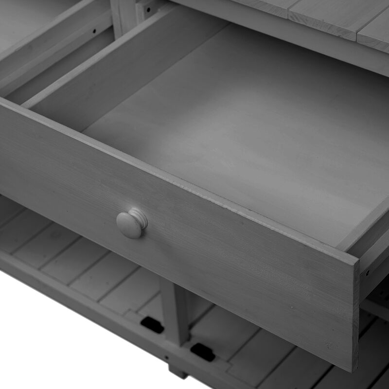 Garden Potting Bench with Storage Shelf, Drawer & Cabinet, Fir Wood Workstation