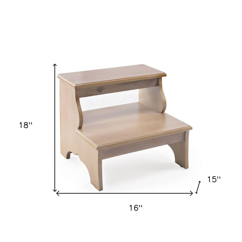 HomeRoots 15" Natural Solid Wood and Solid and Manufactured Wood Backless Bar Chair image number 4