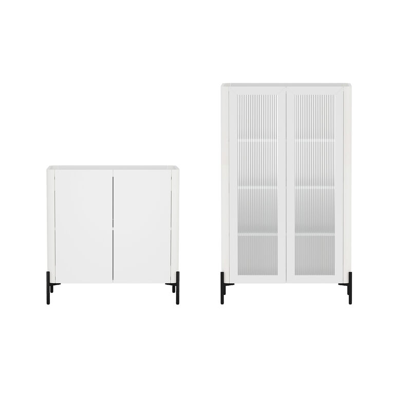 Abbey White Accent Cabinet and Decor Cabinet Set image number 0