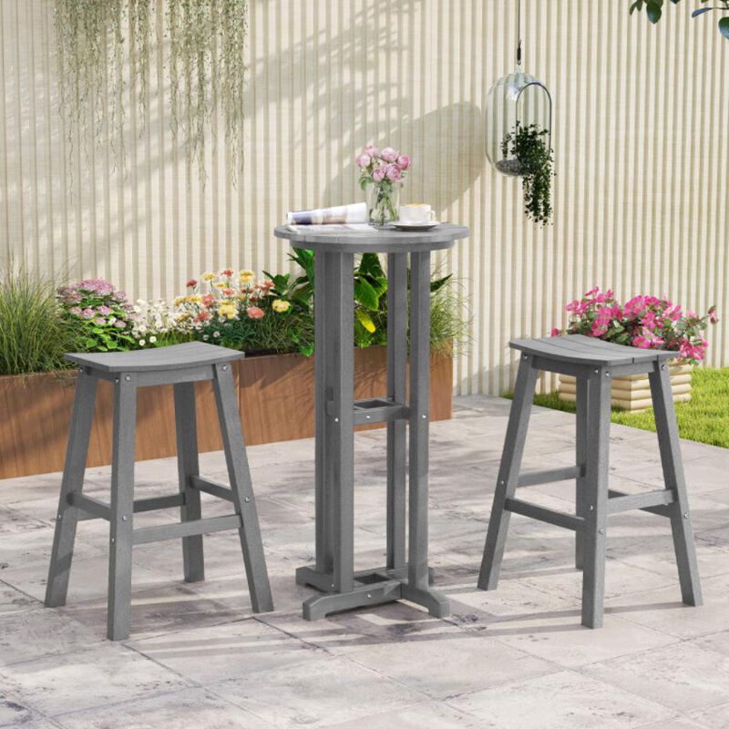 Hivvago 29 Inch HDPE Patio Bar Stool Set of 2 Armless Saddle Stools