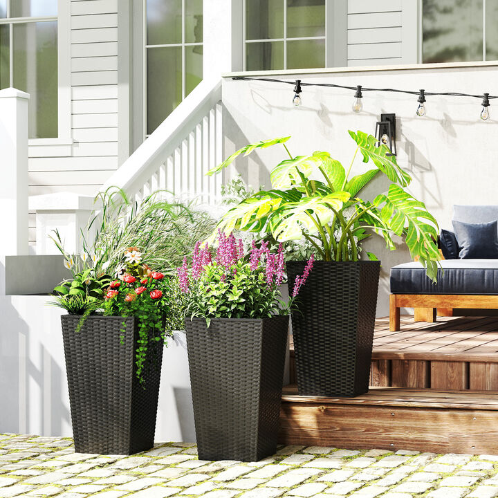 Hivvago Set of 3 Outdoor & Indoor Flower Pots, 24" Tall