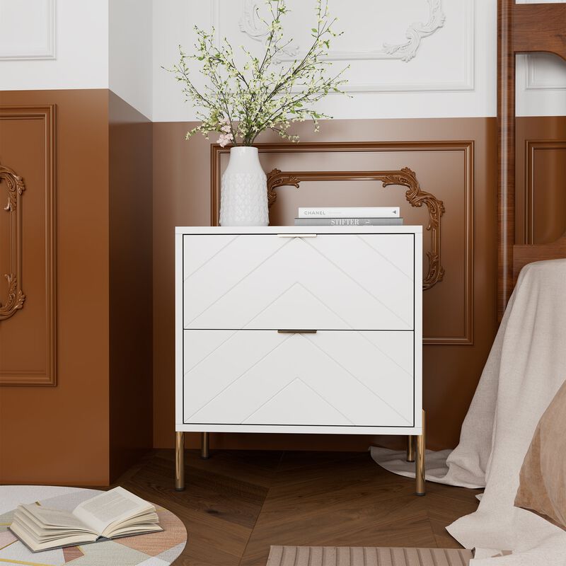 2-Drawer Nightstand With Elegant Design