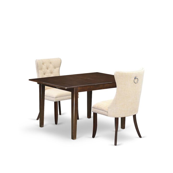 3 Piece Kitchen Table Set Contains a Rectangle Dining Table with Butterfly Leaf