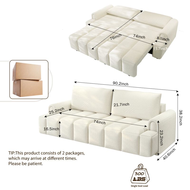 Rerjeb Teddy 3-in-1 Convertible Sleeper Sofa Bed image number 9