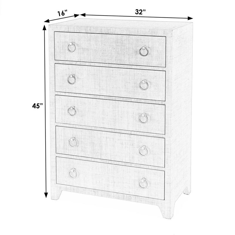 Butler Specialty Bar Harbor 5 Drawer Raffia Dresser, Natural