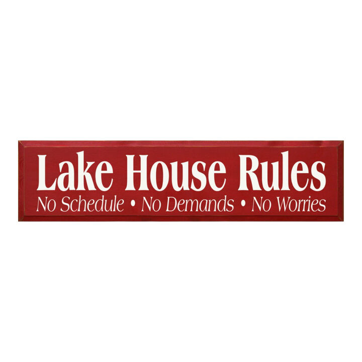 Lake House Rules Wooden Sign Rustic Cabin Cottage Wall Decor with Relaxing Quote