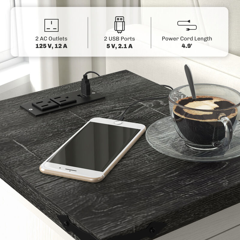 Hivvago Side Table with Built-In Charging Station image number 3