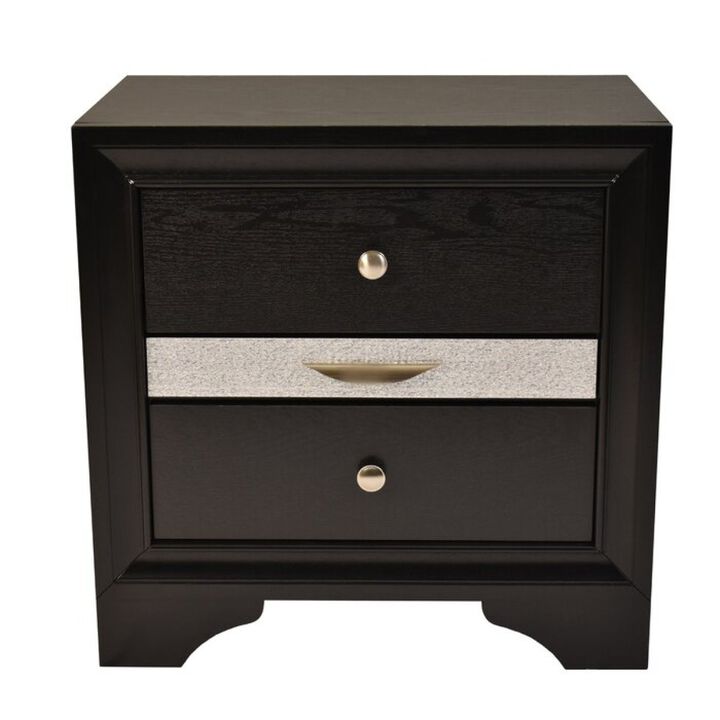 Traditional Matrix 2 Drawer Nightstand In Black Color made with Wood