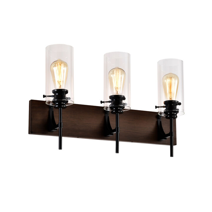 ELEMENT ACE 3-Light Wall Mounted Bathroom Vanity Light Fixture with Clear Glass Shade, Over Mirror Lighting for Kitchen, Bedroom, Hallway, Dining Room