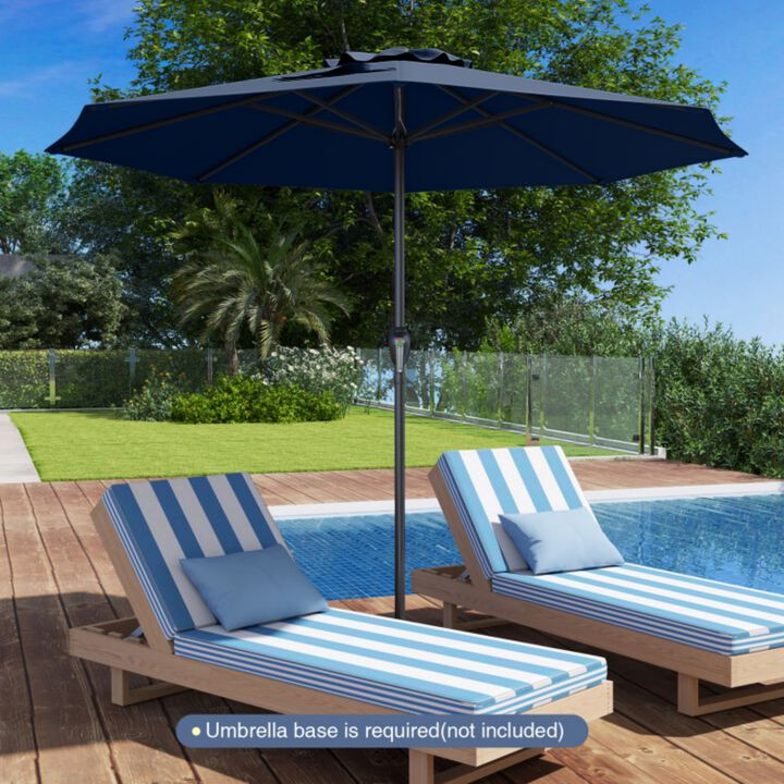 Outdoor Heavy Duty Market Umbrella with Crank Handle and 8 Sturdy Ribs