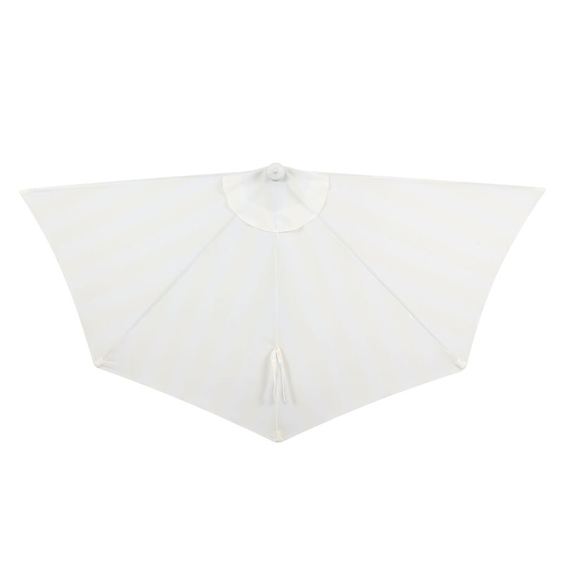 Beverly 9 ft. Designer Classic Scalloped Fringe Half Market Patio Umbrella with Crank, Wind Vent and UV Protection