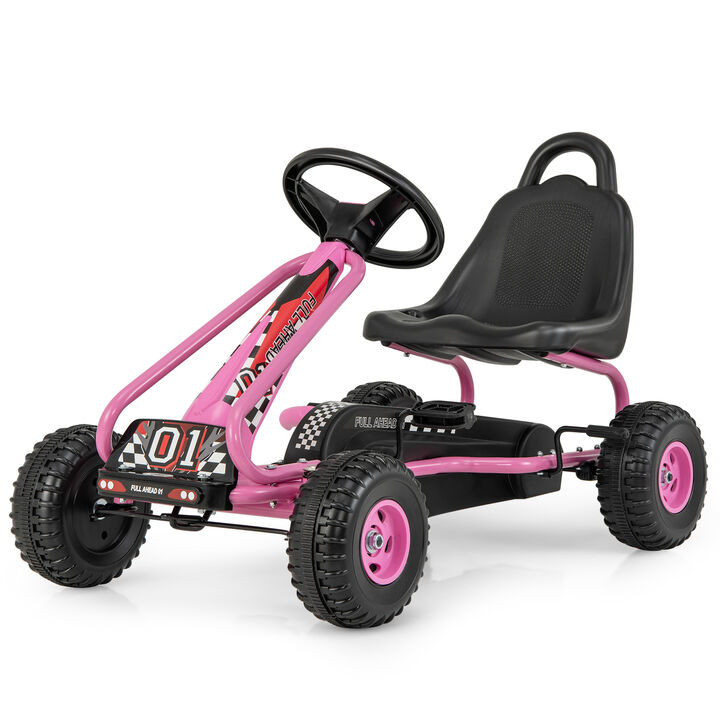 Adjustable Seat Pedal Powered Ride On Car with 4 Wheel Design
