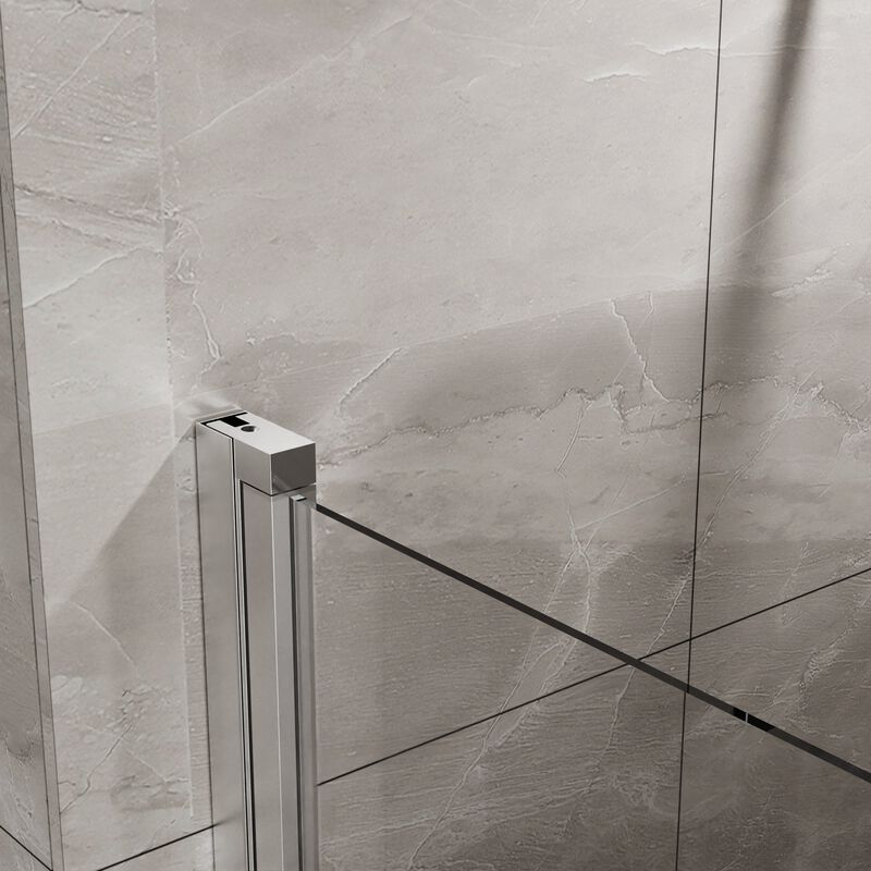 Silver & White Bathroom Shower Combo, 90&deg; Pivot Door and Non-Slip Base with PVC Support