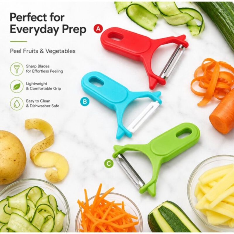 Pack of 3 Stainless Steel Vegetable & Fruit Peelers image number 3
