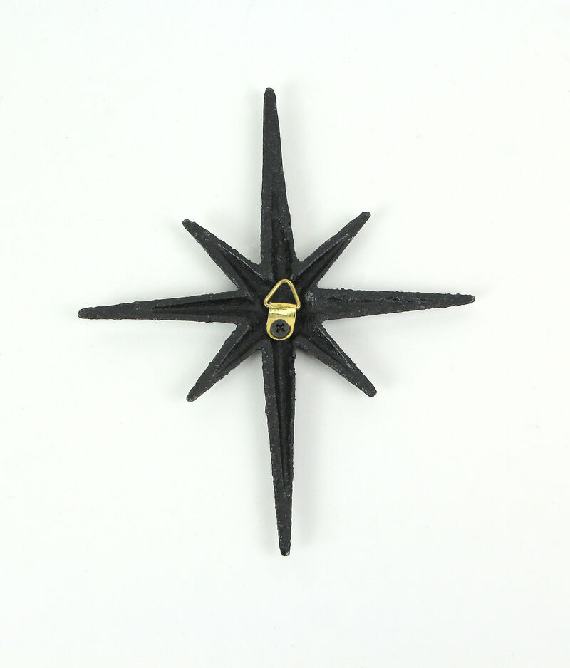 Set of 3 Black Cast Iron 8 Pointed Starburst Wall Hangings Mid Century Stars image number 3