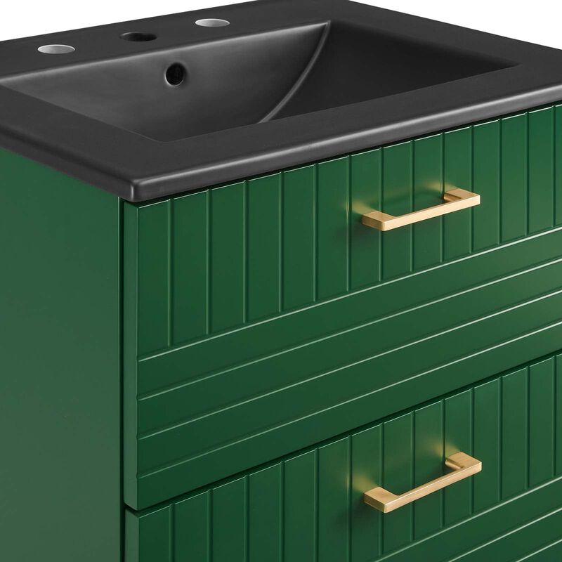 Modway Daybreak Bathroom Vanity, 24" with Black Sink, Green image number 5