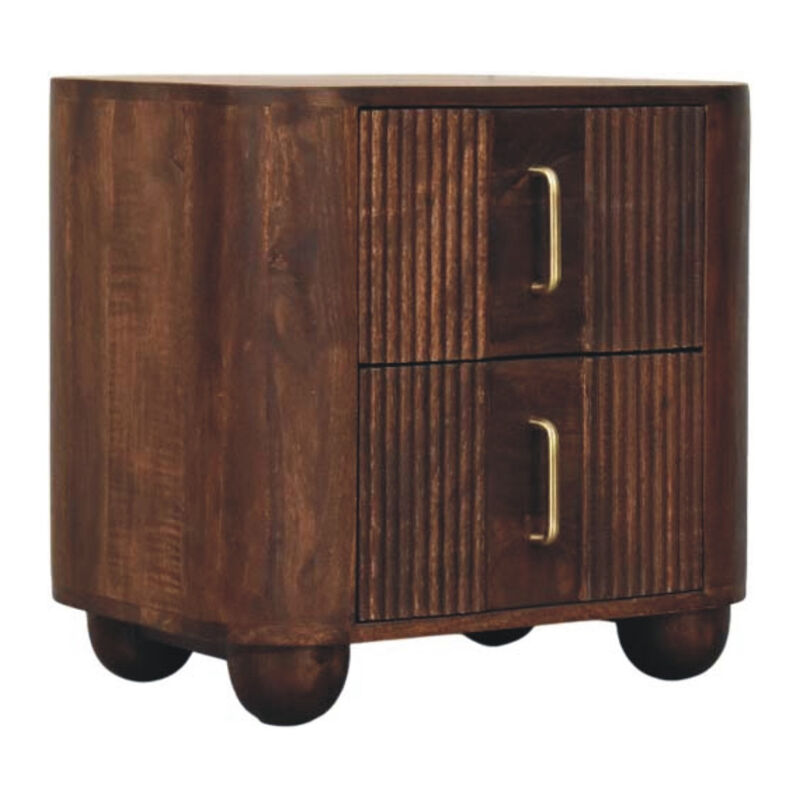 HomeRoots 21" Brown Solid Wood Distressed Two Drawer Nightstand image number 4