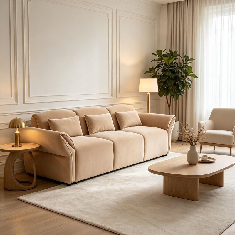 Envelor 107 in. Linen Upholstered Modular 3-Seat Sectional Sofa image number 2