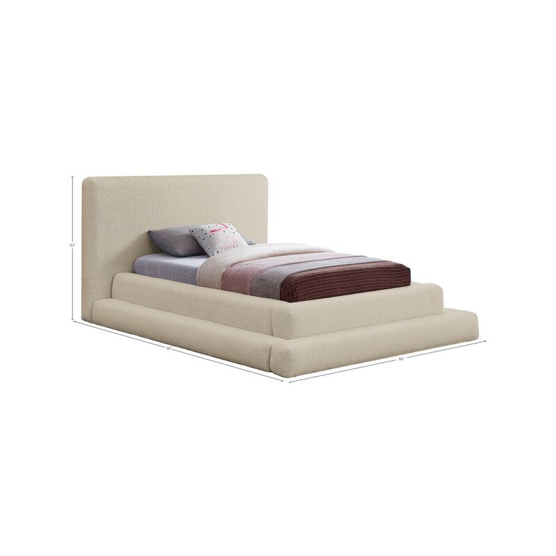 Meridian Furniture Dane Beige Teddy Fabric Twin Bed