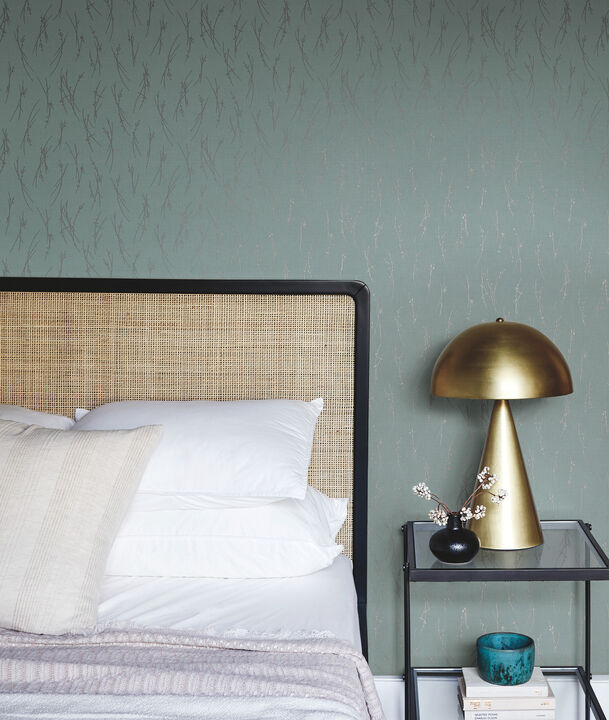 Sprigs Smokey Blue & Silver Wallpaper