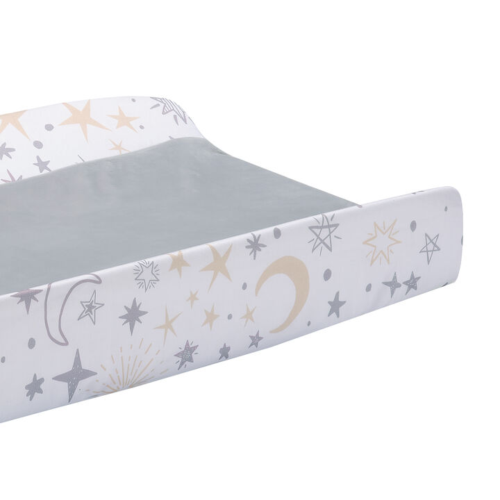 Lambs & Ivy Goodnight Moon White/Gray Changing Pad Cover - Moons/Stars