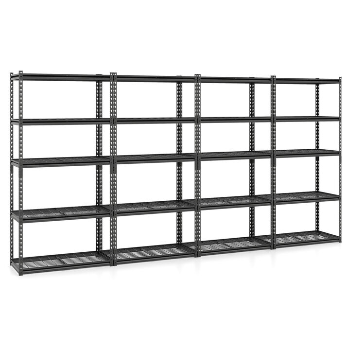 Set of 4 5-Tier Heavy-Duty Wire Shelving Unit with Adjustable Metal Racks