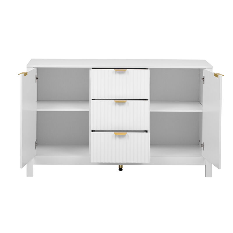 Merax U_STYLE Sideboard with Wave Design - 3 Adjustable Shelves
