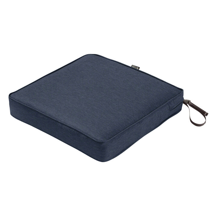 Classic Accessories Montlake FadeSafe Water-Resistant 19 x 19 x 3 Inch Outdoor Chair Cushion, Heather Indigo Blue, Outdoor Chair Cushions, Patio Chair Cushions, Patio Cushions