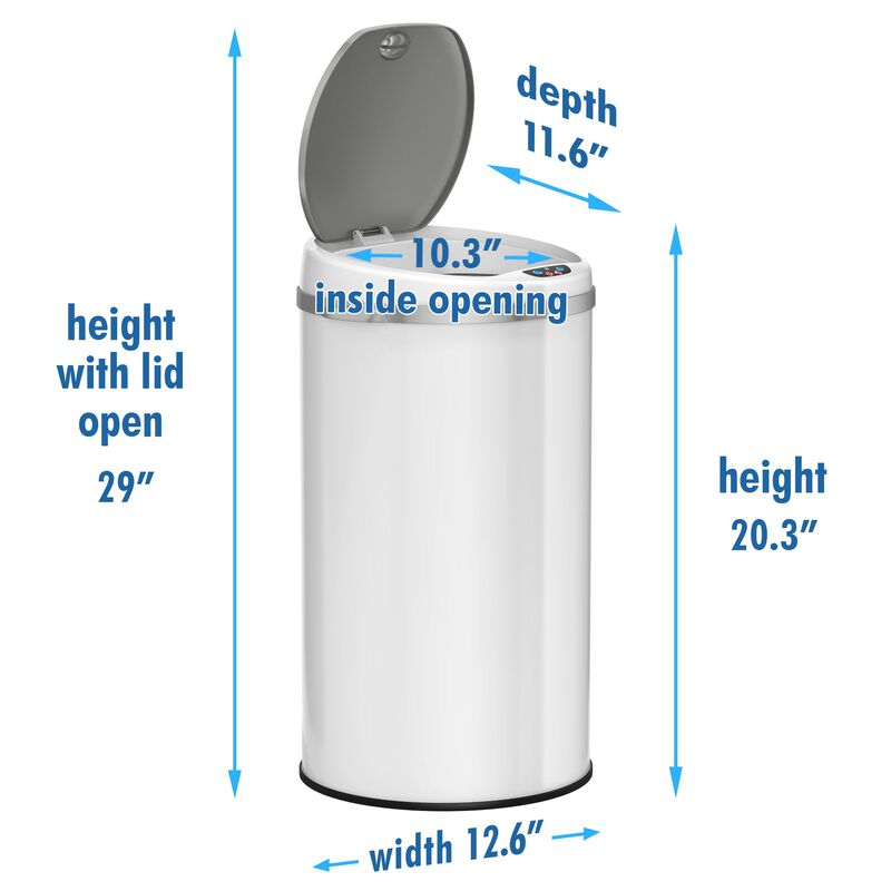 iTouchless  Deodorizer 8 Gallon Round Sensor Trash Can Matte  Pearl