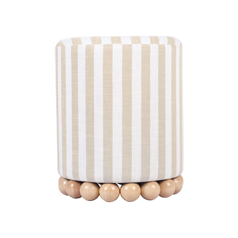 Tov Furniture Dex Pouf en lin ray&eacute; Beige image number 3