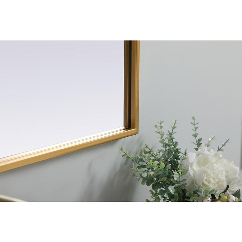 Elegant Decor Metal Frame Arch Mirror 30x36 Inch in Brass