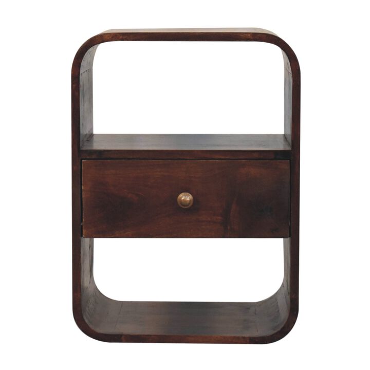 Artisan Furniture Solid Wood  California Walnut Curved Edge Bedside