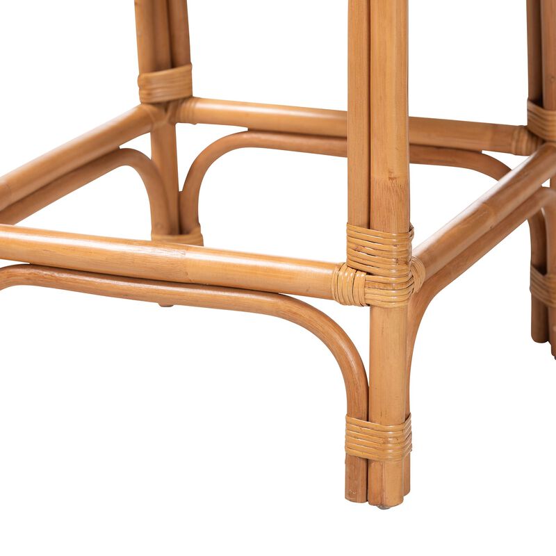 bali & pari Oberon Natural Rattan Counter Stool with Cushion - Handwoven Wicker Kitchen Island Seating with Sunburst Backrest image number 5