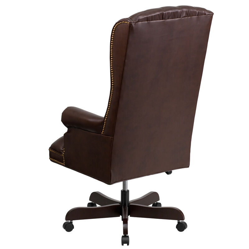 Turner High Back Traditional Fully Tufted LeatherSoft Executive Swivel Ergonomic Office Chair with Arms image number 2