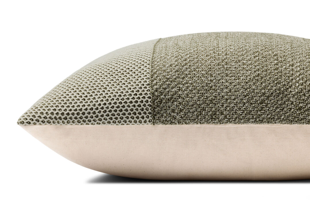 Ivory/Green 18''x18'' Cover w/Down Pillow