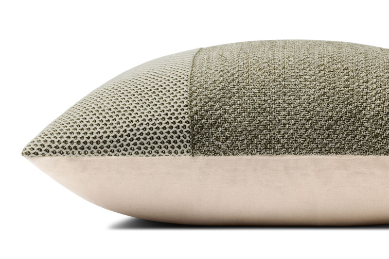 Ivory/Green 18''x18'' Cover w/Down Pillow image number 1