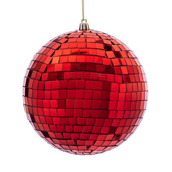 Vickerman 6" Red Mirror Ball Ornament 4 Per Bag