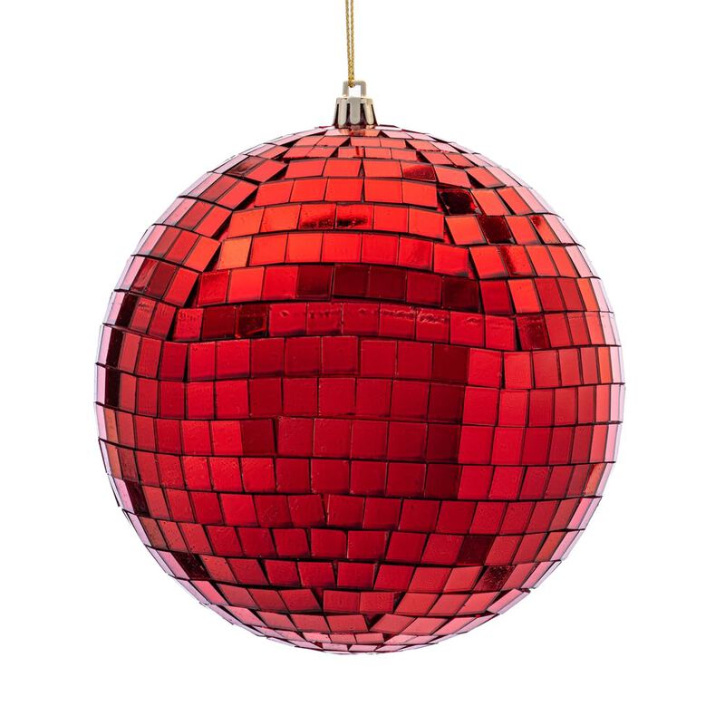Vickerman 6" Red Mirror Ball Ornament 4 Per Bag image number 0