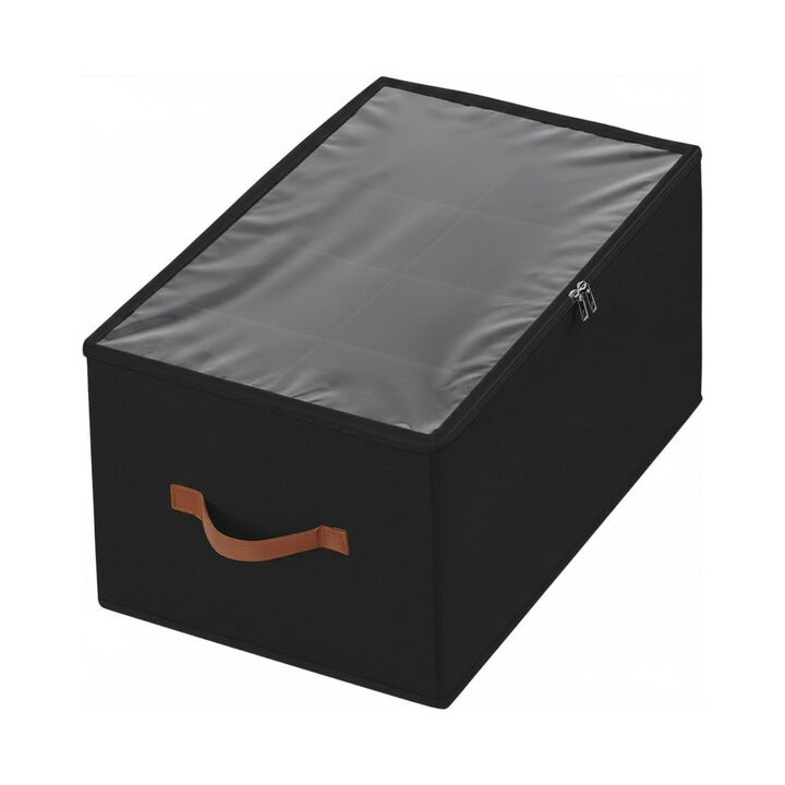 Shoe Organizer Closet Storage Black Foldable Box Clear Cover