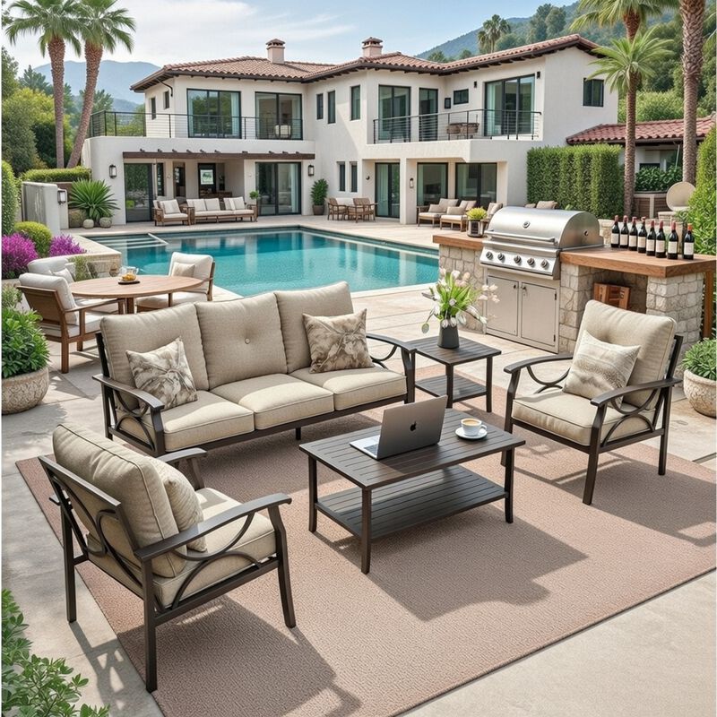 TATEUS 5-Piece Metal Patio Furniture Set image number 2