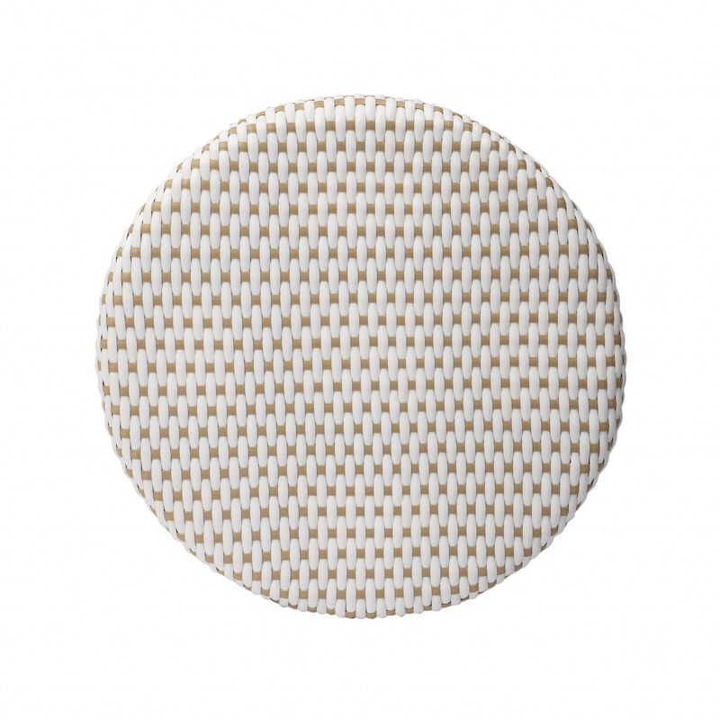 Hivvago 24 Inch Beige White and Natural Rattan Backless Counter Height Bar Chair