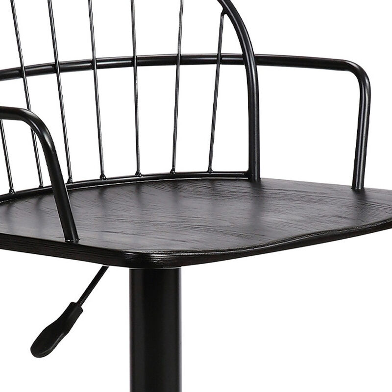 Hivvago Black Solid Wood and Iron Low Back Adjustable Height Bar Chair