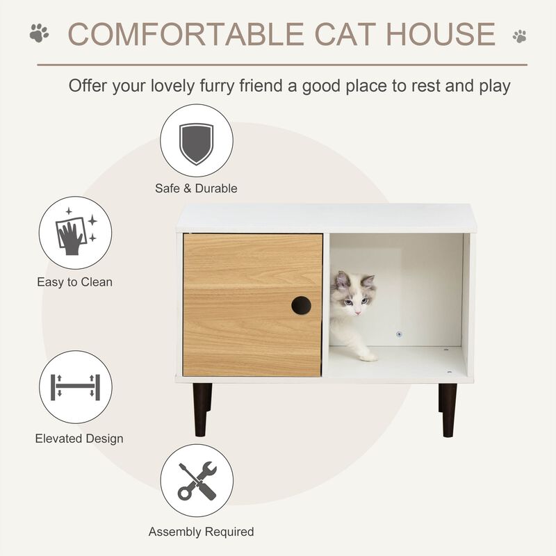 White Cat Furniture: Wooden House/End Table with Storage, 29.5"x15.75"x22" image number 4