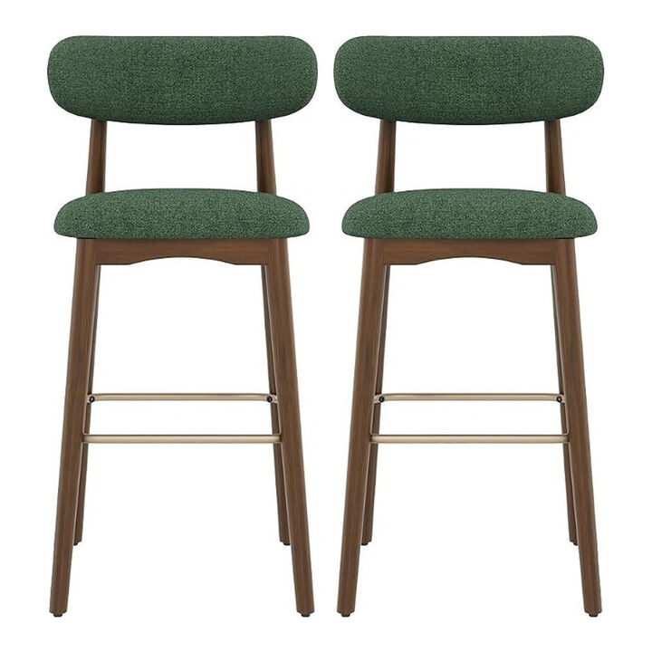 Modern Metal Counter Height Bar Stools | Steady Rubber Wood Legs & Ergonomic Backrest, Non-Swivel Kitchen Island Chairs for Dining Room, Home Bar, Outdoor