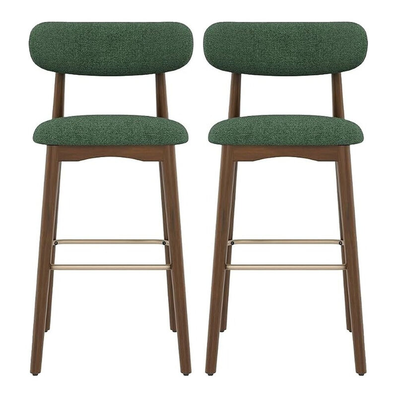 Modern Metal Counter Height Bar Stools | Steady Rubber Wood Legs & Ergonomic Backrest, Non-Swivel Kitchen Island Chairs for Dining Room, Home Bar, Outdoor image number 0